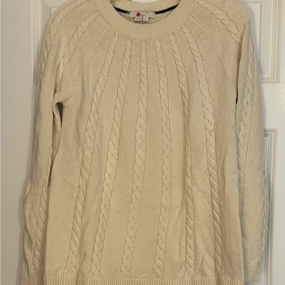 Boden Ivory Cable Knit Sweater